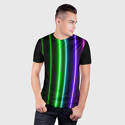 Футболка спортивная мужская Neon lines, цвет: 3D-принт — фото 2