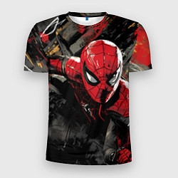 Мужская спорт-футболка Человек-паук и красная краска