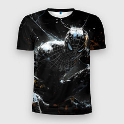 Мужская спорт-футболка Человек-паук в черном костюме