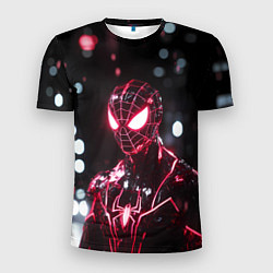 Мужская спорт-футболка Человек-паук в красно-черном костюме