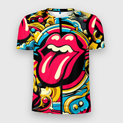 Мужская спорт-футболка Rolling Stones logo - pop art pattern