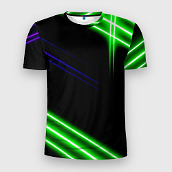 Мужская спорт-футболка Green pink purple line