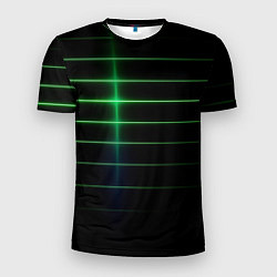 Мужская спорт-футболка The line is green and black