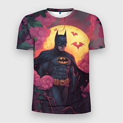 Футболка спортивная мужская Бэтмен и дерево с цветами, цвет: 3D-принт