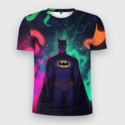 Мужская спорт-футболка Бэтмен красочное небо