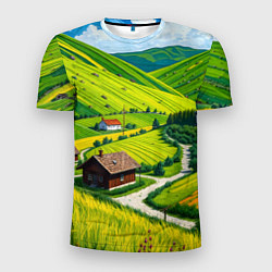 Футболка спортивная мужская Русская душа и поле, цвет: 3D-принт