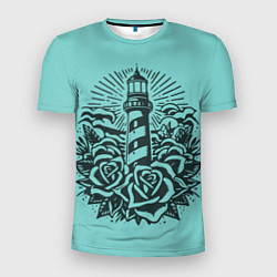 Футболка спортивная мужская Маяк и розы, цвет: 3D-принт