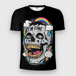 Мужская спорт-футболка Skull and rainbow - im fine