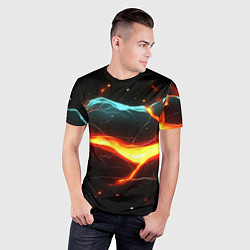 Футболка спортивная мужская Лава в черной текстуре, цвет: 3D-принт — фото 2
