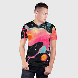 Футболка спортивная мужская Розовая текстура в черном, цвет: 3D-принт — фото 2