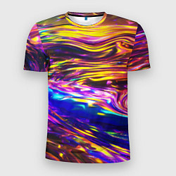 Футболка спортивная мужская Неоновые полосы текстура, цвет: 3D-принт
