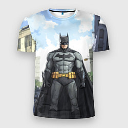 Футболка спортивная мужская Бэтмен стоит на улице, цвет: 3D-принт