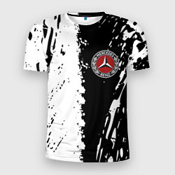 Футболка спортивная мужская Mercedes краски текстура, цвет: 3D-принт