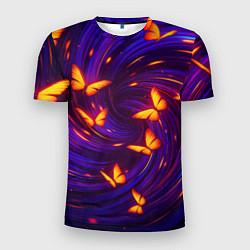 Футболка спортивная мужская Бабочки и фон-спираль - эффект перпективы, цвет: 3D-принт