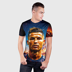 Футболка спортивная мужская Криштиану Роналду в космосе, цвет: 3D-принт — фото 2