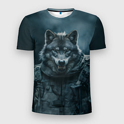 Футболка спортивная мужская Солдат волк, цвет: 3D-принт