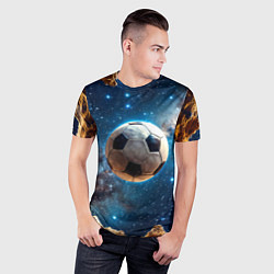 Футболка спортивная мужская Футбольный мяч в космосе, цвет: 3D-принт — фото 2