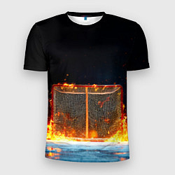 Футболка спортивная мужская Хоккейные ворота в огне, цвет: 3D-принт