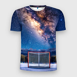 Мужская спорт-футболка Хоккейные ворота в ночи