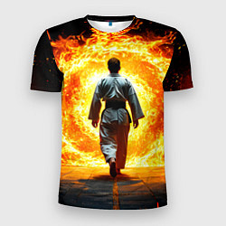 Мужская спорт-футболка Айкидоист и огненный вихрь