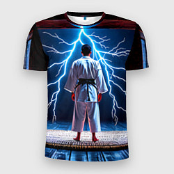Футболка спортивная мужская Айкидоист и молния, цвет: 3D-принт