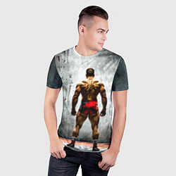 Футболка спортивная мужская Рестлер на синем, цвет: 3D-принт — фото 2
