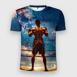 Футболка спортивная мужская Тайский боксер в космосе, цвет: 3D-принт