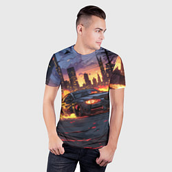 Футболка спортивная мужская BMW огненная дорога, цвет: 3D-принт — фото 2