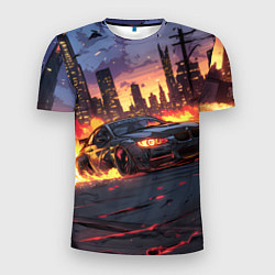 Мужская спорт-футболка BMW огненная дорога