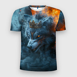 Футболка спортивная мужская Волк в короне в огне, цвет: 3D-принт