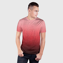 Футболка спортивная мужская Мягкий градиент красно-розовый текстура крошка, цвет: 3D-принт — фото 2