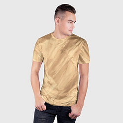 Футболка спортивная мужская Бежевая текстура каменная мрамор, цвет: 3D-принт — фото 2
