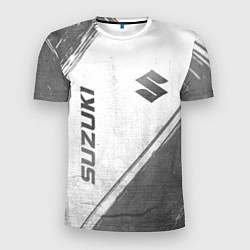 Мужская спорт-футболка Suzuki - white gradient вертикально