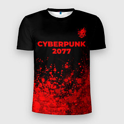 Футболка спортивная мужская Cyberpunk 2077 - red gradient посередине, цвет: 3D-принт
