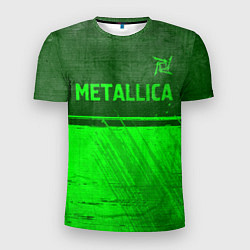 Футболка спортивная мужская Metallica - green gradient посередине, цвет: 3D-принт