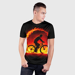 Футболка спортивная мужская Трековый велосипедист в огне, цвет: 3D-принт — фото 2