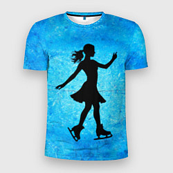 Мужская спорт-футболка Фигуристка на синем