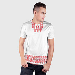 Футболка спортивная мужская Славянский орнамент и узоры - вышиванка рубаха бел, цвет: 3D-принт — фото 2