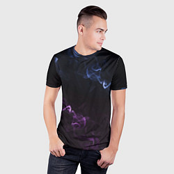 Футболка спортивная мужская Color black blue pink, цвет: 3D-принт — фото 2