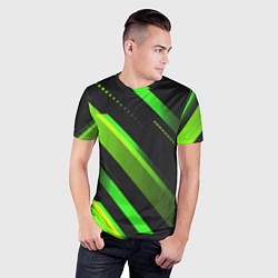 Футболка спортивная мужская Color black green, цвет: 3D-принт — фото 2