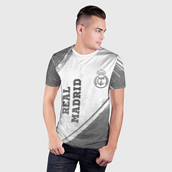 Футболка спортивная мужская Real Madrid - white gradient вертикально, цвет: 3D-принт — фото 2