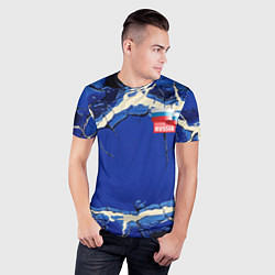 Футболка спортивная мужская Russia blue abstract, цвет: 3D-принт — фото 2