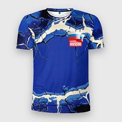 Футболка спортивная мужская Russia blue abstract, цвет: 3D-принт
