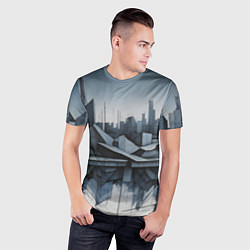 Футболка спортивная мужская Небоскребы и скалы, цвет: 3D-принт — фото 2