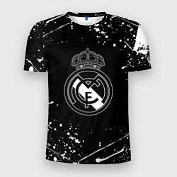 Футболка спортивная мужская Real Madrid белые краски, цвет: 3D-принт