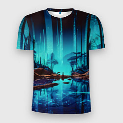 Мужская спорт-футболка В неоновом лесу