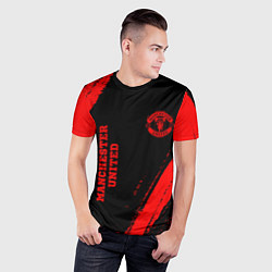 Футболка спортивная мужская Manchester United - red gradient вертикально, цвет: 3D-принт — фото 2
