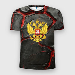 Футболка спортивная мужская Герб России черные плиты, цвет: 3D-принт