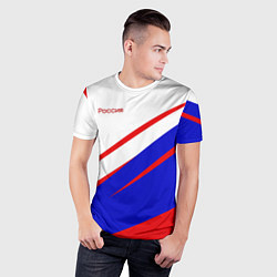 Футболка спортивная мужская Россия бело-сине-красный, цвет: 3D-принт — фото 2