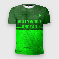 Футболка спортивная мужская Hollywood Undead - green gradient посередине, цвет: 3D-принт